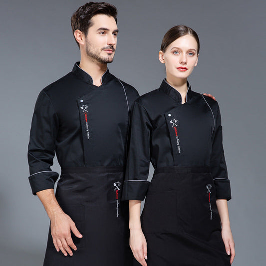 Creative Solid Color Printing Chefs' Work Clothes For Men